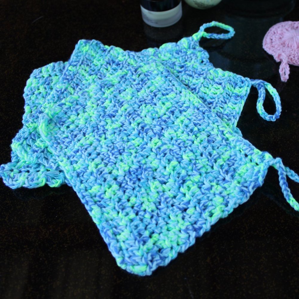 🚨 $10 w/Bundle 2+Items 🔥NEW 3 COTTON Washcloths w/ Loop Hand Crafted Yarn
